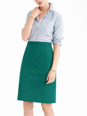 ✨ J.Crew Turquoise Green Pencil Skirt Size 6 | Wool Blend | Classic Workwear